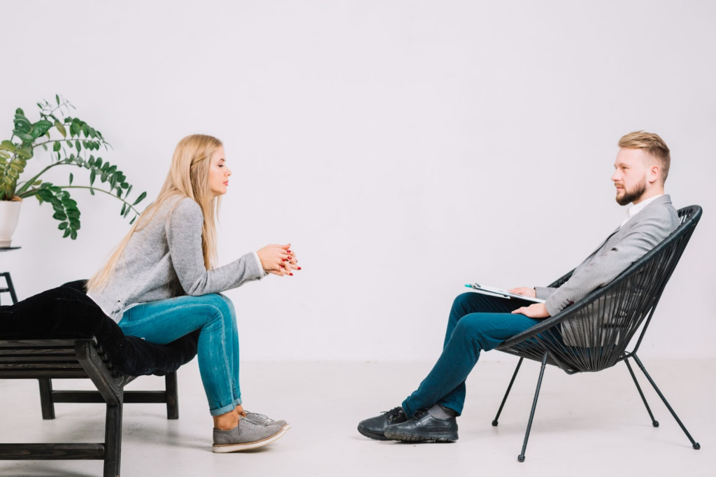 a life coach listening to his client